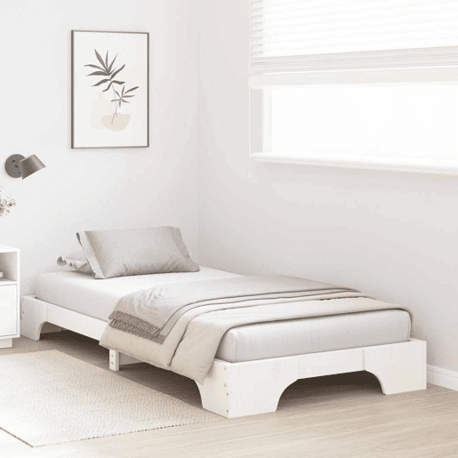 Estrutura de cama de solteiro para adultos - Branco 80 x 200 cm Madeira de Pinheiro Sólida