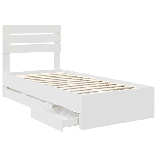 Estrutura de cama de solteiro para adultos - Branco 100 x 200 cm Madeira de Engenharia