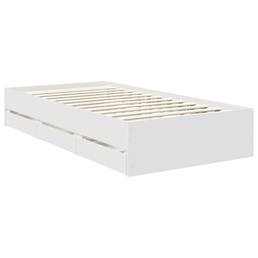 Estrutura de cama de solteiro para adultos - Branco 100 x 200 cm Madeira de Engenharia