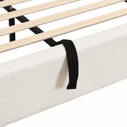 Cama de casal estofada 160 x 200 cm - cama hidráulica funcional com base de colchão, cabeceira acolchoada e amplo espaço de arrumação - bege bouclé Cama de casal estofada 160 x 200 cm - cama hidráulica funcional com base de colchão, cabeceira acolchoada e amplo espaço de arrumação - bege bouclé