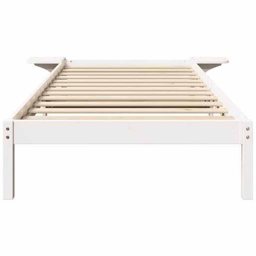 Estrutura de cama de solteiro para adultos - Branco 75 x 190 cm Madeira de Pinheiro Sólida