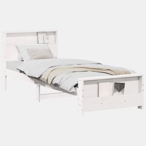 Estrutura de cama de solteiro para adultos - Branco 90 x 190 cm Madeira processada