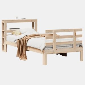 Estrutura de cama de solteiro para adultos com cabeceira 90x190 cm pinho maciço