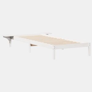 Estrutura de cama de solteiro para adultos com Mesas Laterais Branco 80 x 210 cm