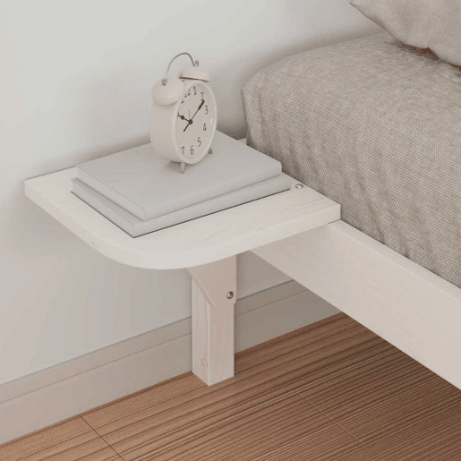 Estrutura de cama de solteiro para adultos com Mesas Laterais Branco 80 x 210 cm