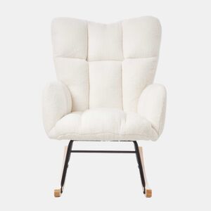 Cadeira de balanço 69×89×101 cm - cadeira relax multifuncional com estrutura em madeira e metal, design escandinavo para sala de estar, quarto, escritório ou varanda - branca