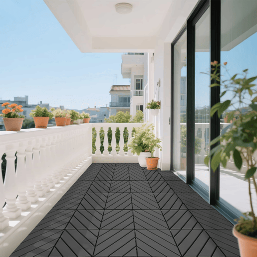 Ladrilhos de plástico encaixáveis para terraço, 30 x 30 cm, 44 peças - impermeáveis, para uso interior e exterior, resistentes a todas as condições meteorológicas, para terraços, piscinas, varandas e jardins - cinzento escuro