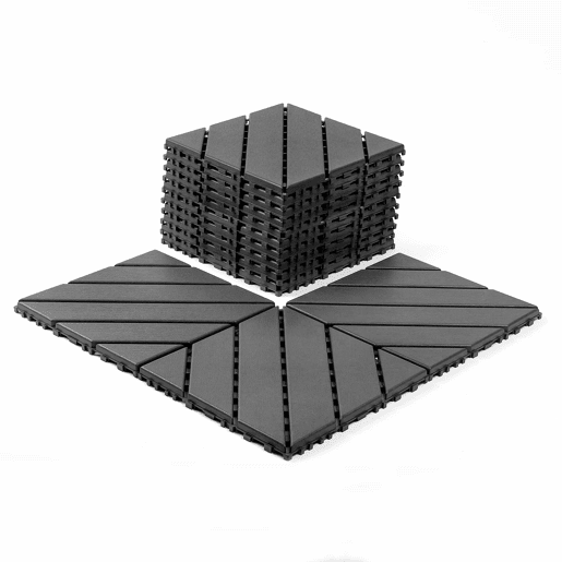 Ladrilhos de plástico encaixáveis para terraço, 30 x 30 cm, 44 peças - impermeáveis, para uso interior e exterior, resistentes a todas as condições meteorológicas, para terraços, piscinas, varandas e jardins - cinzento escuro