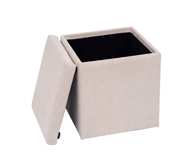 Puff con almacenaje tapizado jayne beige para hogar moderno mueble de almacenaje - homekit