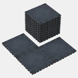 Ladrilhos para terraço tipo alcatifa, 12, 36 peças - sistema modular de encaixe DIY, instalação rápida e simples para pátios, alpendres, varandas, piscinas e jardins - cinzento