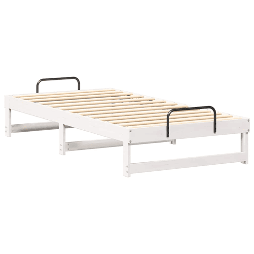 Estrutura de cama de solteiro para adultos - Branco 90 x 200 cm Madeira de Pinheiro Sólida