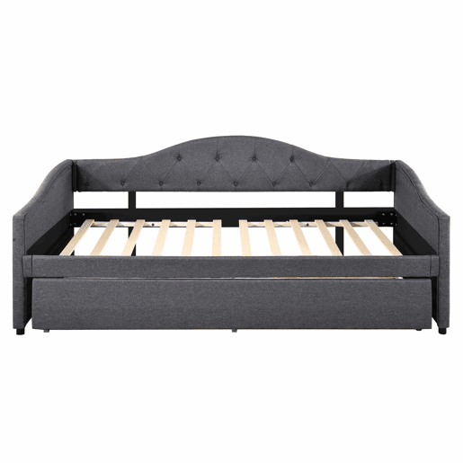 Cama extra extensível 90x200 cm - sofá-cama individual, cama extraível, estilo minimalista, linho - cinzento