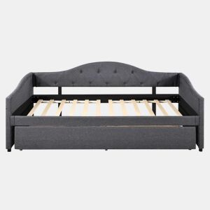 Cama extra extensível 90x200 cm - sofá-cama individual, cama extraível, estilo minimalista, linho - cinzento