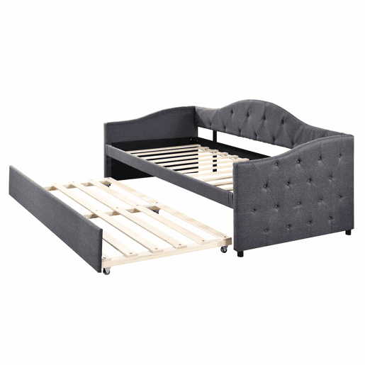 Cama extra extensível 90x200 cm - sofá-cama individual, cama extraível, estilo minimalista, linho - cinzento