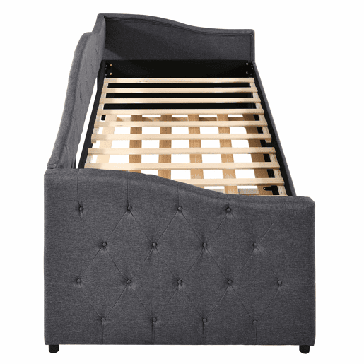 Cama extra extensível 90x200 cm - sofá-cama individual, cama extraível, estilo minimalista, linho - cinzento