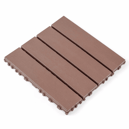 Ladrilhos de plástico encaixáveis para terraço 30 x 30 cm - 44 peças, impermeáveis, para uso interior e exterior, adequados para todas as condições meteorológicas, sistema modular de encaixe - vermelho e castanho