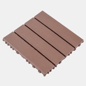 Ladrilhos de plástico encaixáveis para terraço 30 x 30 cm - 44 peças, impermeáveis, para uso interior e exterior, adequados para todas as condições meteorológicas, sistema modular de encaixe - vermelho e castanho