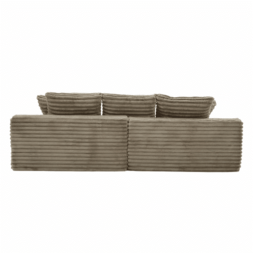 Sofá de 4 lugares - encosto alto, almofadas adicionais, bolsos e porta-copos laterais, convertível em cama, estofamento macio - Cáqui