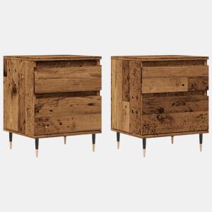 Soluna Home - Mesas de cabeceira Madeira trabalhada e metal 2 piezas 40 x 35 x 50 cm