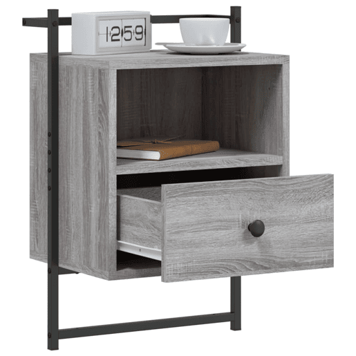 Soluna Home - Mesas de cabeceira Madeira trabalhada e metal 2 piezas 40 x 30 x 61 cm