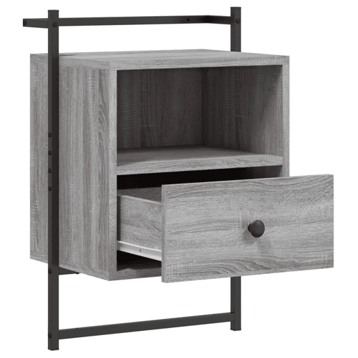 Soluna Home - Mesas de cabeceira Madeira trabalhada e metal 2 piezas 40 x 30 x 61 cm