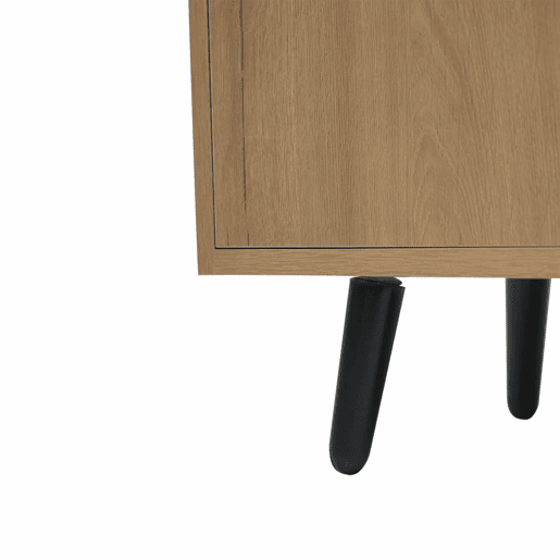 Banco baú 100 x 34 x 69 cm - 3 portas de arrumação, puxadores metálicos assimétricos, vários níveis de arrumação - Natural