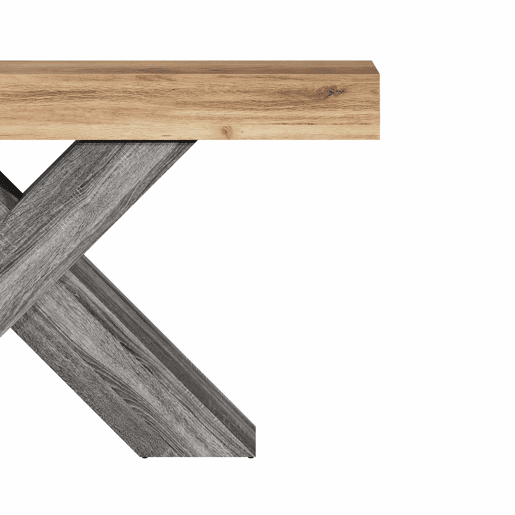 Mesa de console estreita - pés em X, efeito madeira, tampo em aglomerado, para a entrada e a sala de estar, mesa auxiliar - Natural