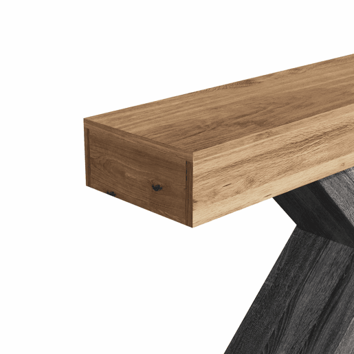 Mesa de console estreita - pés em X, efeito madeira, tampo em aglomerado, para a entrada e a sala de estar, mesa auxiliar - Natural