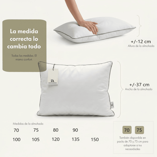 Travesseiro Don Algodón em fibra e viscoelástica com capa amovível de 90cm