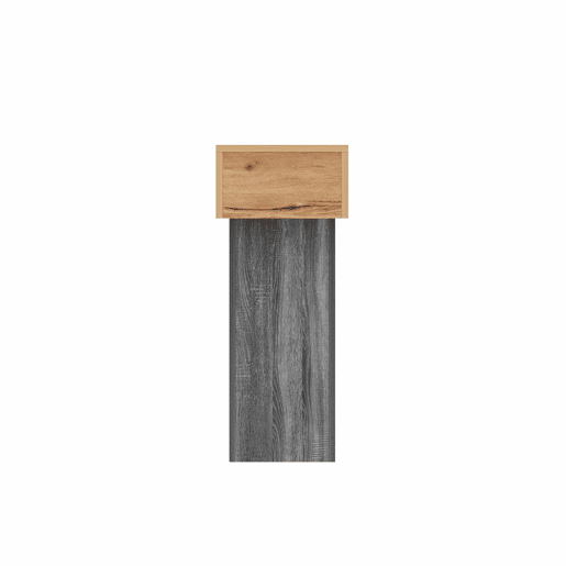 Mesa de entrada - Mesa bicolor com acabamento em madeira, tampo espesso, prateleira inferior de arrumação, material aglomerado - Natural