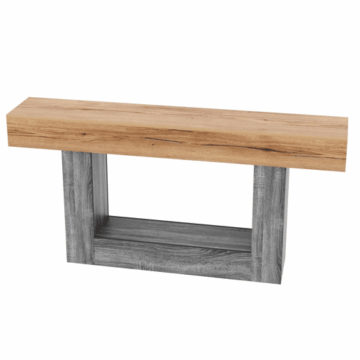 Mesa de entrada - Mesa bicolor com acabamento em madeira, tampo espesso, prateleira inferior de arrumação, material aglomerado - Natural