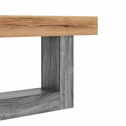 Mesa de entrada - Mesa bicolor com acabamento em madeira, tampo espesso, prateleira inferior de arrumação, material aglomerado - Natural