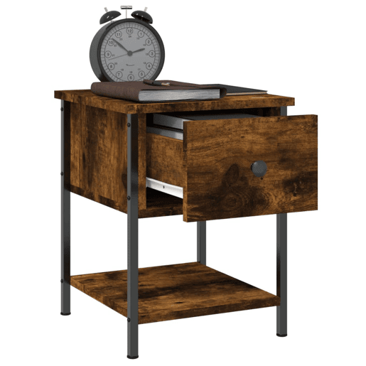 Soluna Home - Mesas de cabeceira Madeira trabalhada e ferro 2 piezas 34 x 35,5 x 45 cm