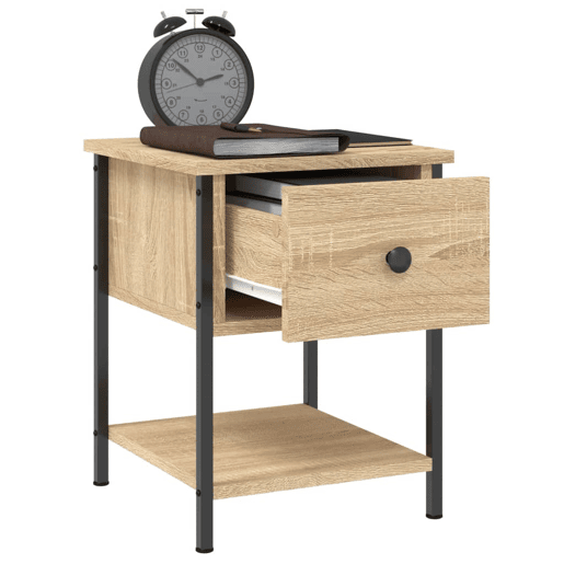 Soluna Home - Mesas de cabeceira Madeira trabalhada e ferro 2 piezas 34 x 35,5 x 45 cm