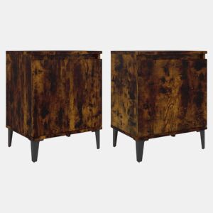 Soluna Home - Mesas de cabeceira Madeira trabalhada e metal 2 piezas 40 x 30 x 50 cm