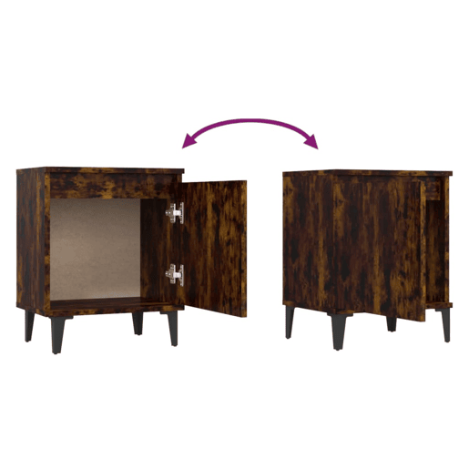 Soluna Home - Mesas de cabeceira Madeira trabalhada e metal 2 piezas 40 x 30 x 50 cm