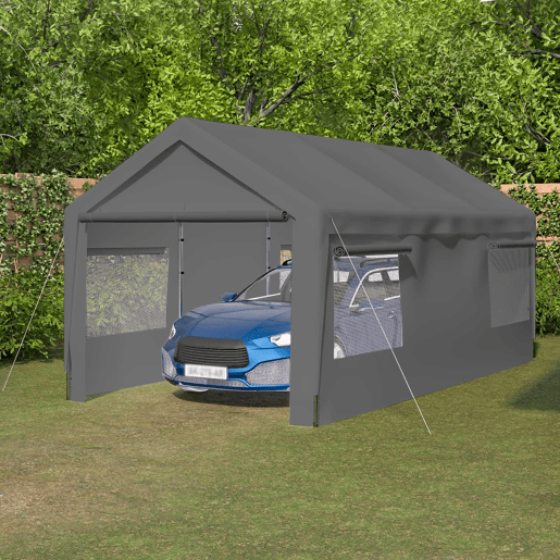 Tenda garagem 3x6 m - Inverno, com janela enrolável, laterais e teto removíveis - Cinza