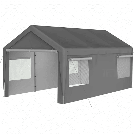 Tenda garagem 3x6 m - Inverno, com janela enrolável, laterais e teto removíveis - Cinza