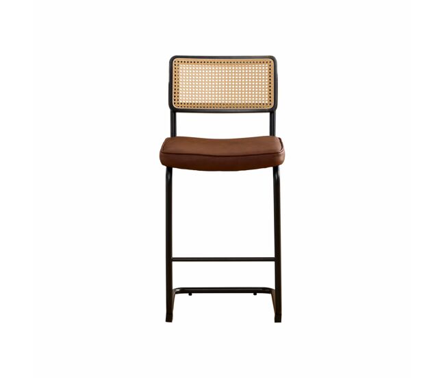 Taburetes de bar modernos set de 2 - diseño alto brillo, tapizado en piel sintética pu estilo vintage, sin reposabrazos, respaldo con estructura de