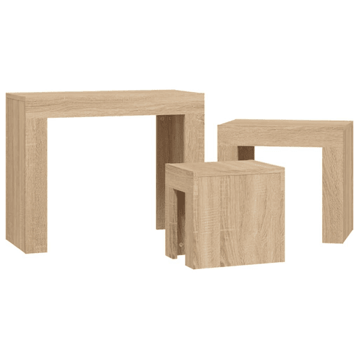 3 pcs Mesas de Centro - Mesas baixas de encastrar contraplacado carvalho sonoma