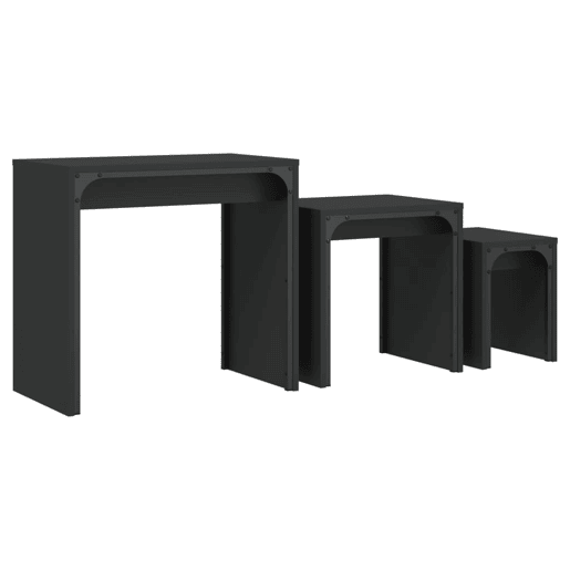 3 pcs Mesas de Centro - Mesas baixas de encastrar derivados de madeira preto 3 pcs Mesas de Centro - Mesas baixas de encastrar derivados de madeira preto