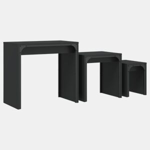 3 pcs Mesas de Centro - Mesas baixas de encastrar derivados de madeira preto