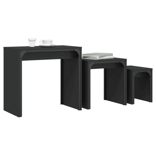 3 pcs Mesas de Centro - Mesas baixas de encastrar derivados de madeira preto 3 pcs Mesas de Centro - Mesas baixas de encastrar derivados de madeira preto