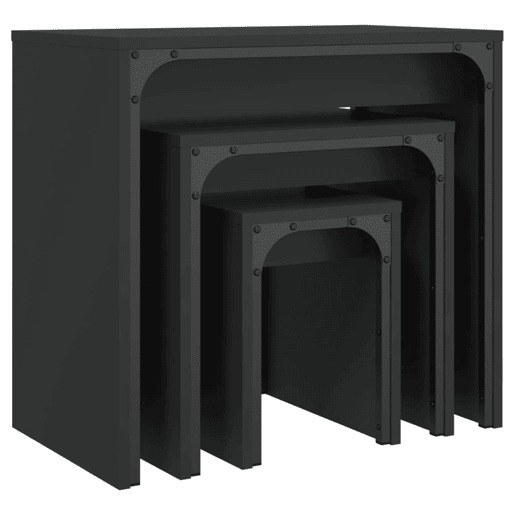 3 pcs Mesas de Centro - Mesas baixas de encastrar derivados de madeira preto 3 pcs Mesas de Centro - Mesas baixas de encastrar derivados de madeira preto