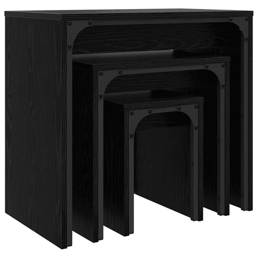 3 pcs Mesas de Centro - Mesas baixas Carvalho Preto Madeira processada