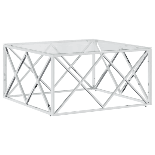 Mesa de Centro, Mesa baixa, 80x80x40 cm aço inoxidável e vidro Mesa de Centro, Mesa baixa, 80x80x40 cm aço inoxidável e vidro