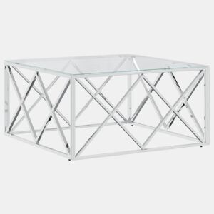 Mesa de Centro, Mesa baixa, 80x80x40 cm aço inoxidável e vidro