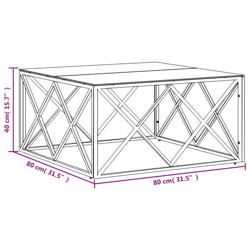 Mesa de Centro, Mesa baixa, 80x80x40 cm aço inoxidável e vidro Mesa de Centro, Mesa baixa, 80x80x40 cm aço inoxidável e vidro
