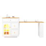 Ilha de cozinha extensível 122,5-195,5 cm - gavetas, faixa LED RGB, acabamento em madeira com vitrina de vidro, design ajustável e multifuncional para cozinha, sala de jantar e balcão - Branco