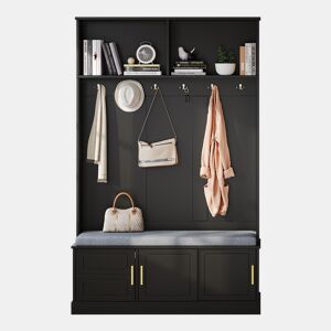Móvel de entrada de painel de partículas com sapateira,preto